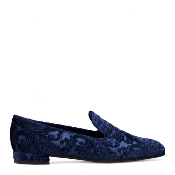 Stuart Weitzman Shoes - Stuart Weitzman Blue Velvet Loafer Size 39.5 NWT